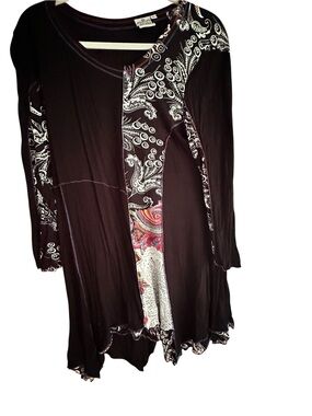 Parsley Sage  Paisley Panel Long Sleeve Tunic. Large